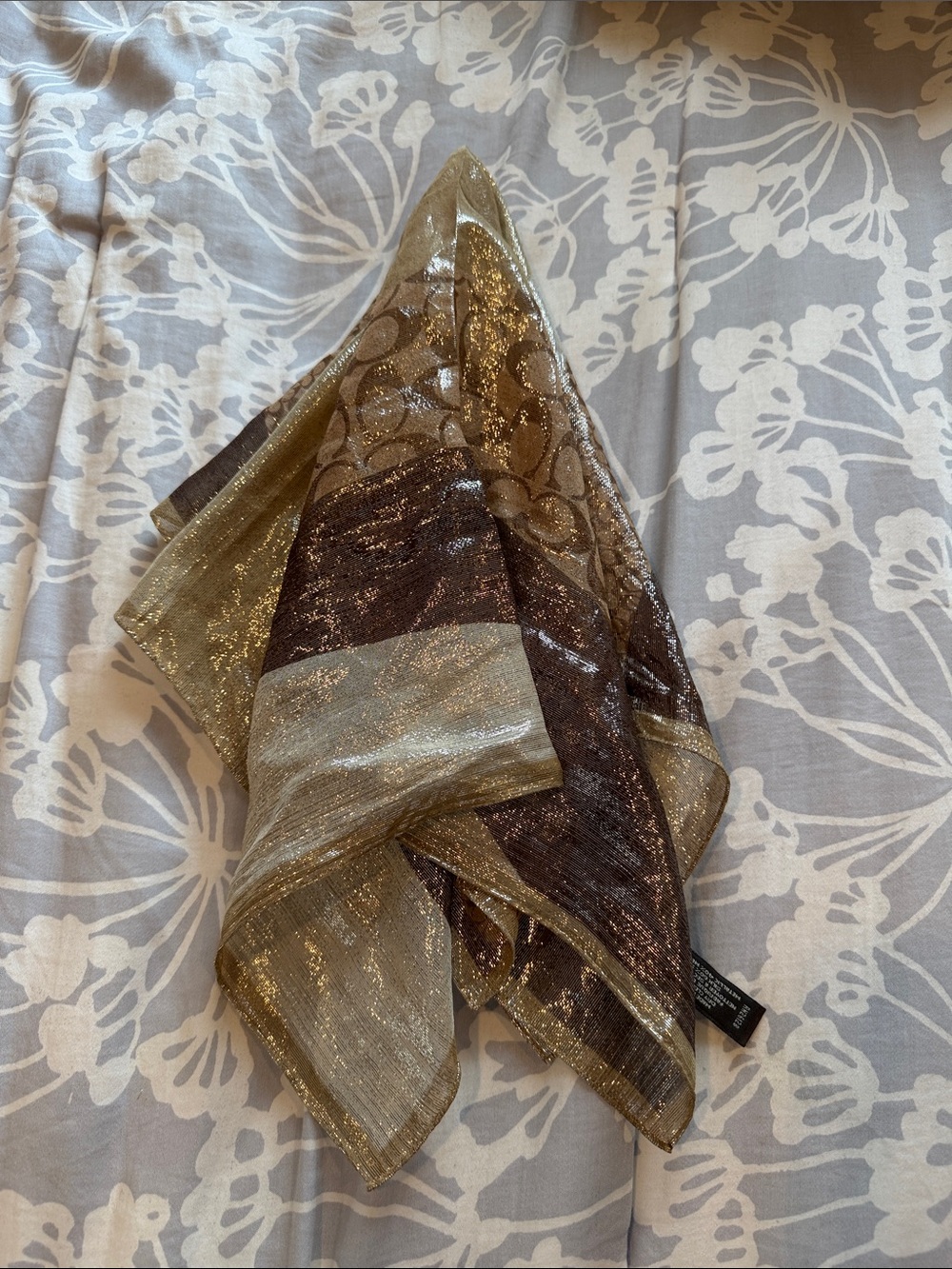 Coach Metallic Gold Silk Scarf